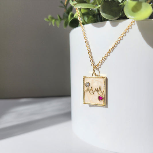 Love Mom necklace, gold plated pendant necklace, gift for her