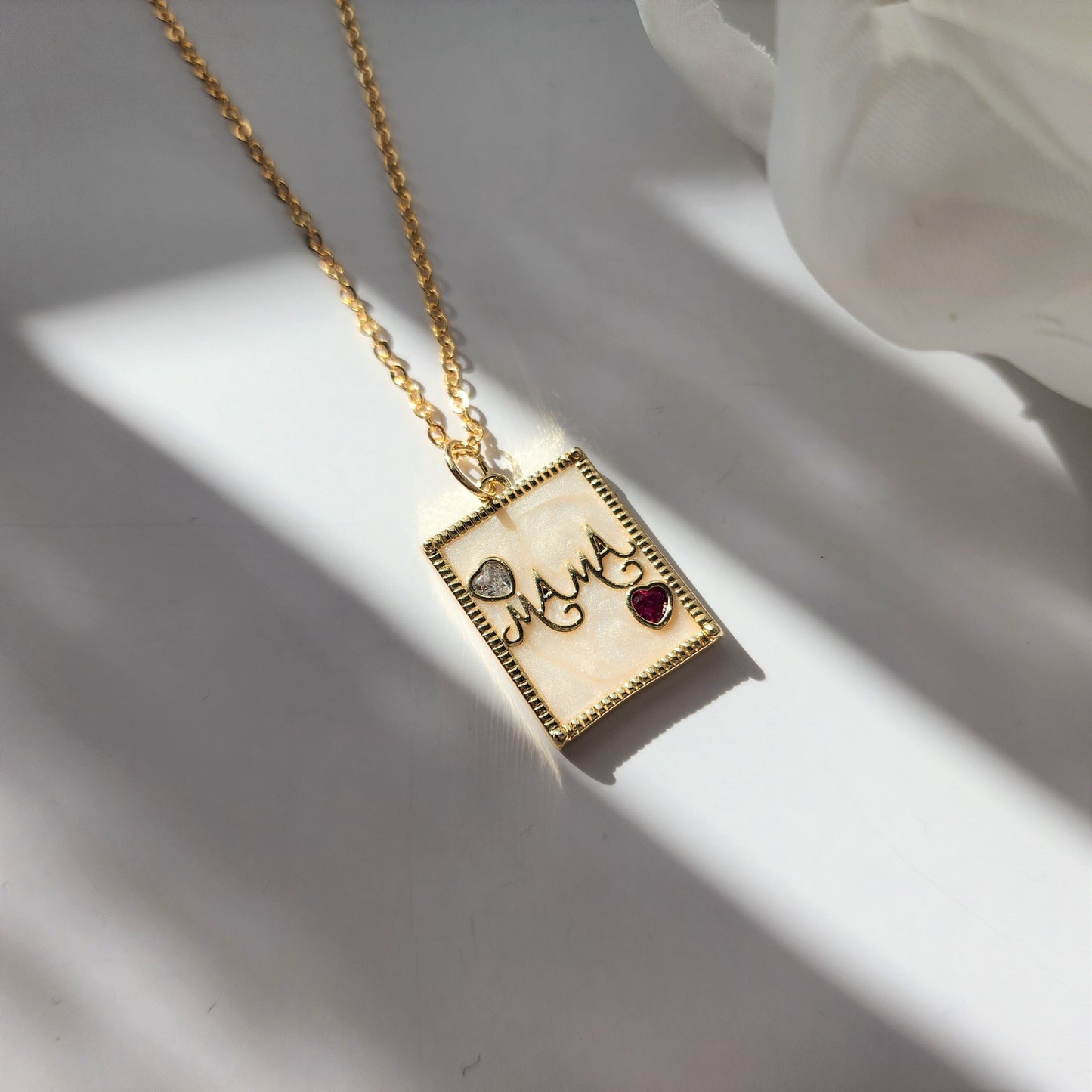 Love Mom necklace, gold plated pendant necklace, gift for her