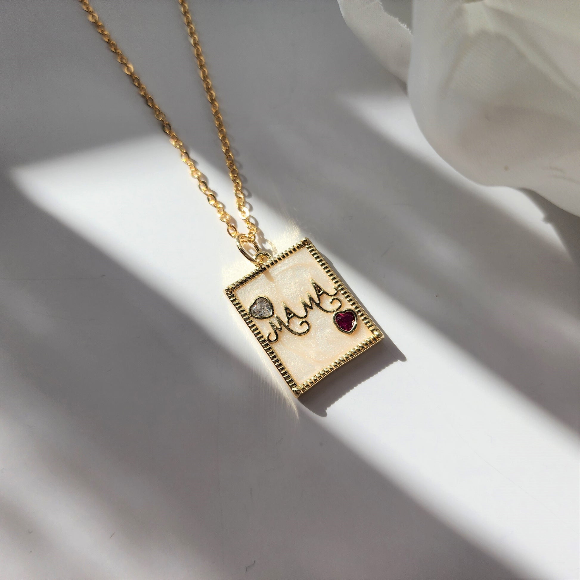 Love Mom necklace, gold plated pendant necklace, gift for her
