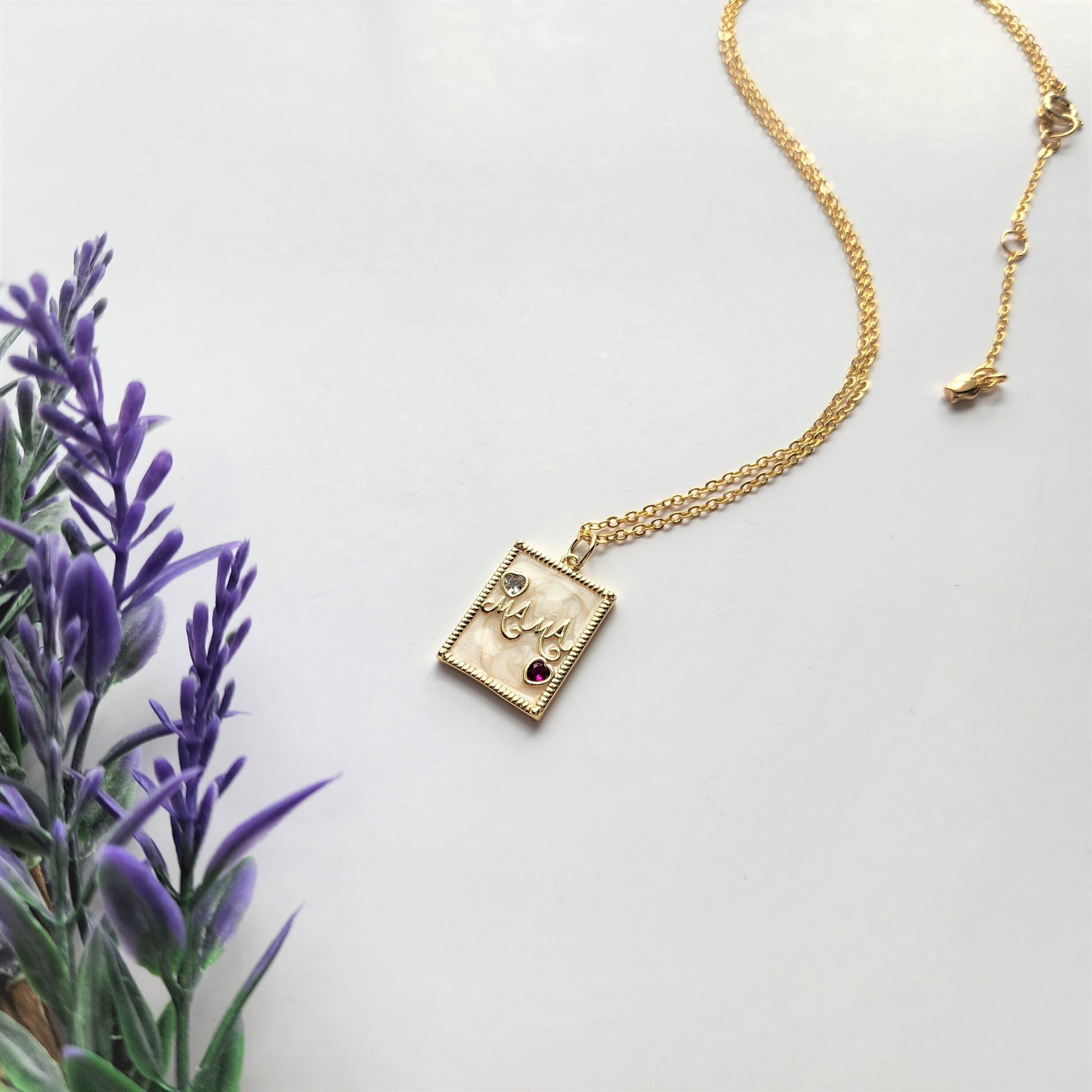 Love Mom necklace, gold plated pendant necklace, gift for her