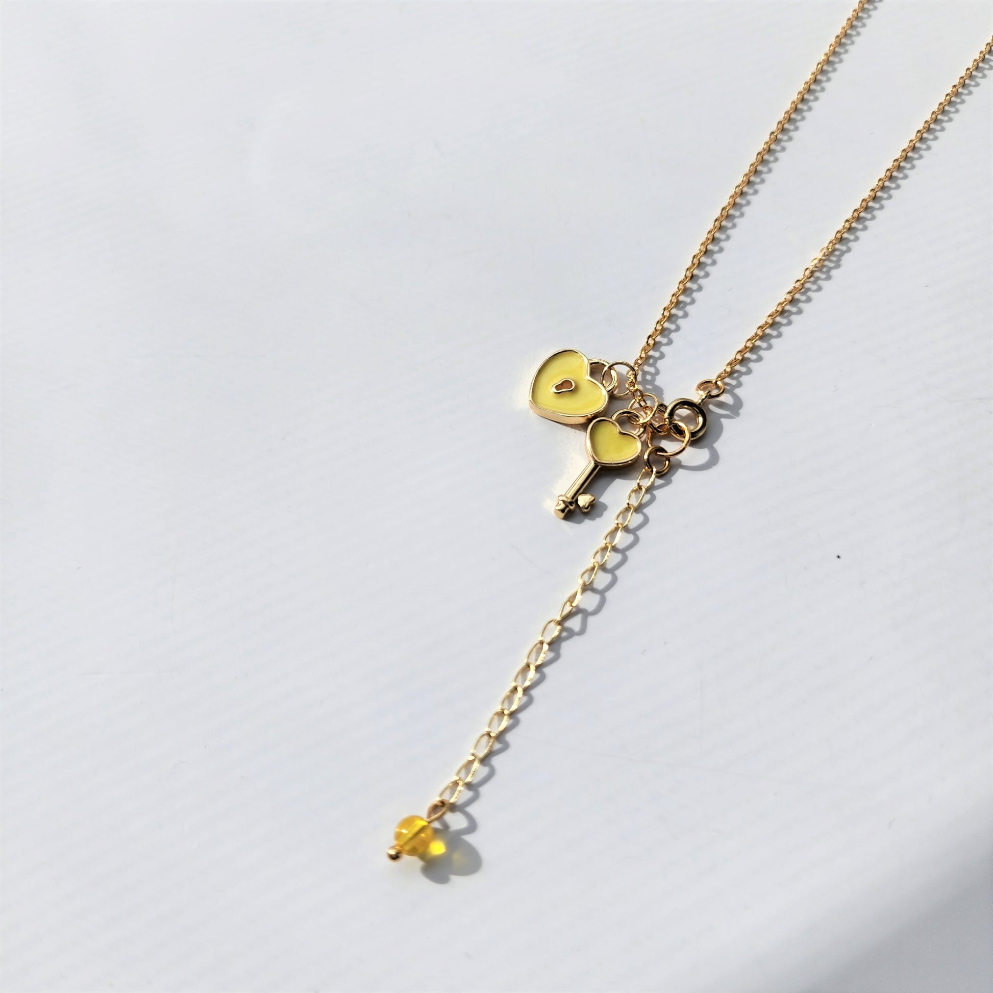 Red Heart Necklace, Love Heart lock and Key Gold Necklace,Bridesmaid Gift, Bridal Shower Gift, Flower Girl Necklace, Birthday Gift