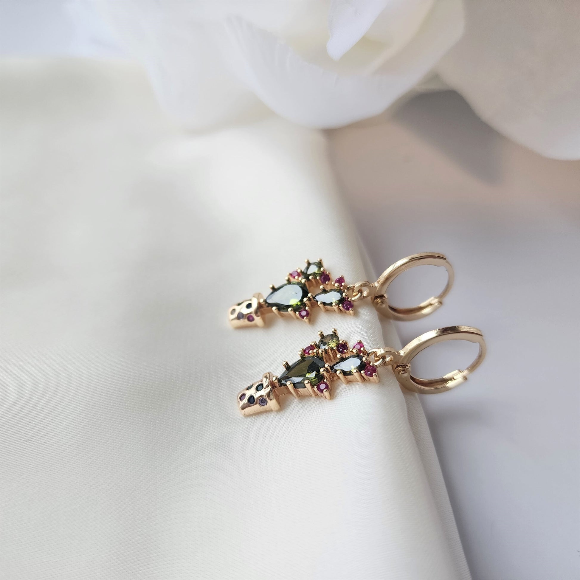 Cactus huggie hoop earrings, Cactus dangle earrings, plant drop earrings, gift for her