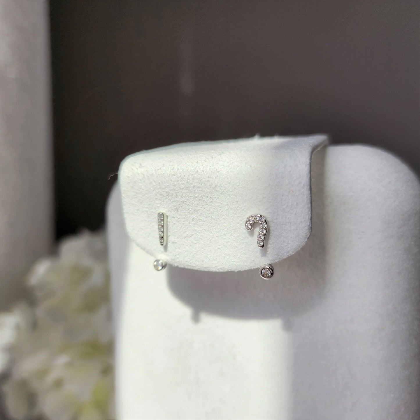 Mini exclamation and question mark earrings, 925s silver wrap earrings, gift for her