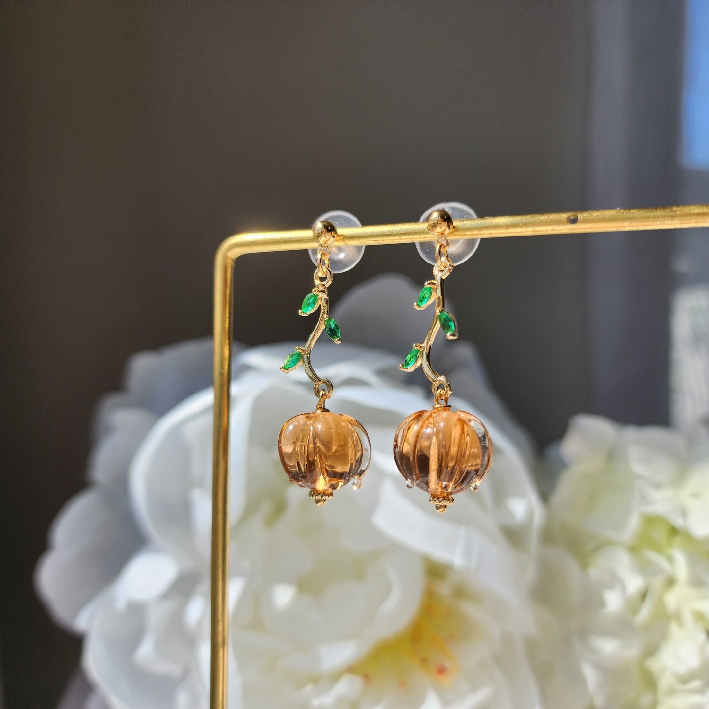 Tulip dangle earrings, glass tulip earrings, glass flower drop earring, gift for her