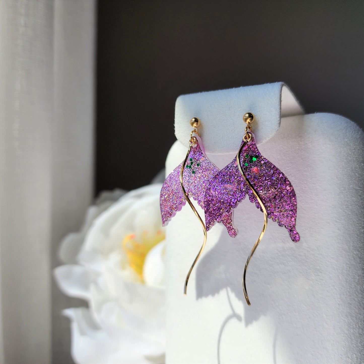 Mermaid tail earrings, Mermaid dangle earrings, ocean theme earrings, gift for her