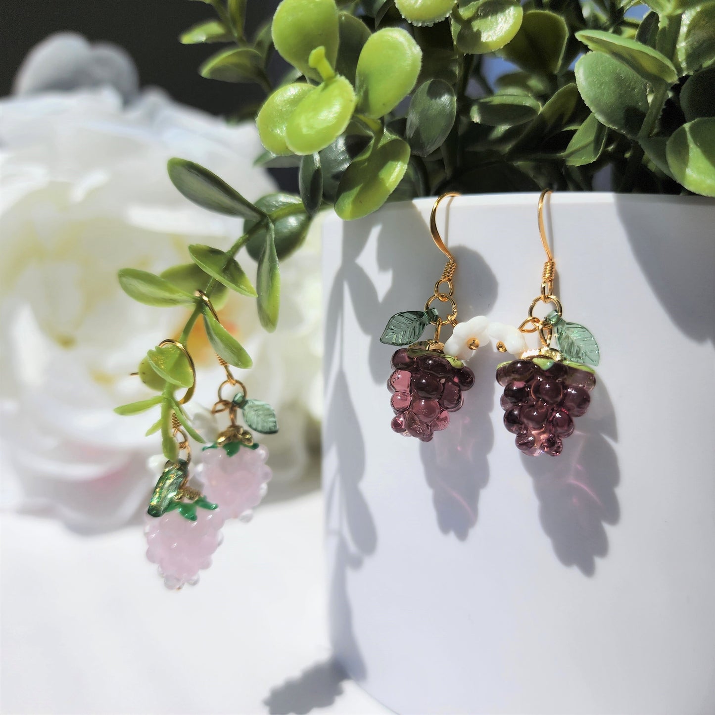 Raspberry earrings, berries dangle earrings, fruit earrings, food earring, gift for her