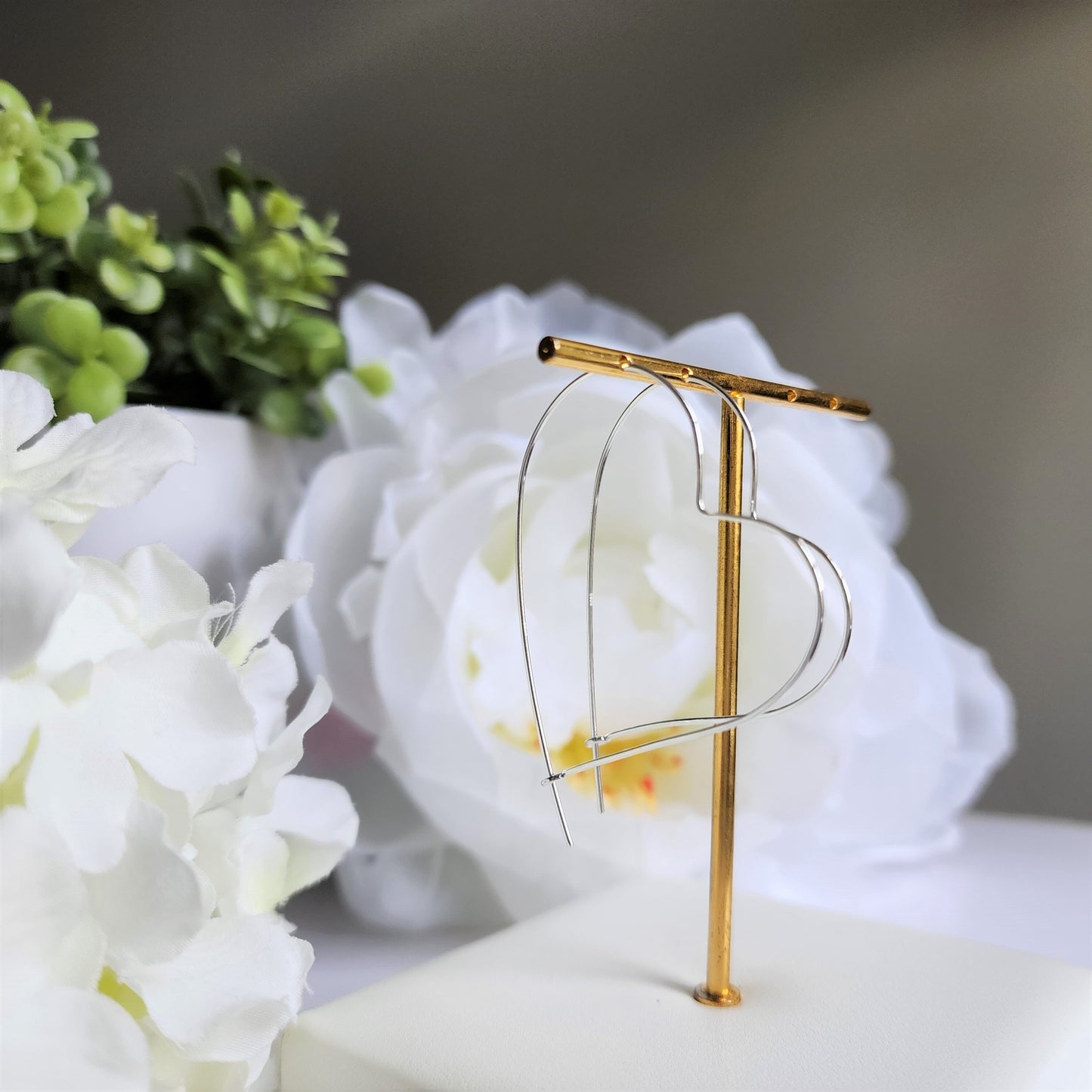 Love heart hoop earrings, 925s silver hoop earrings, gift for her