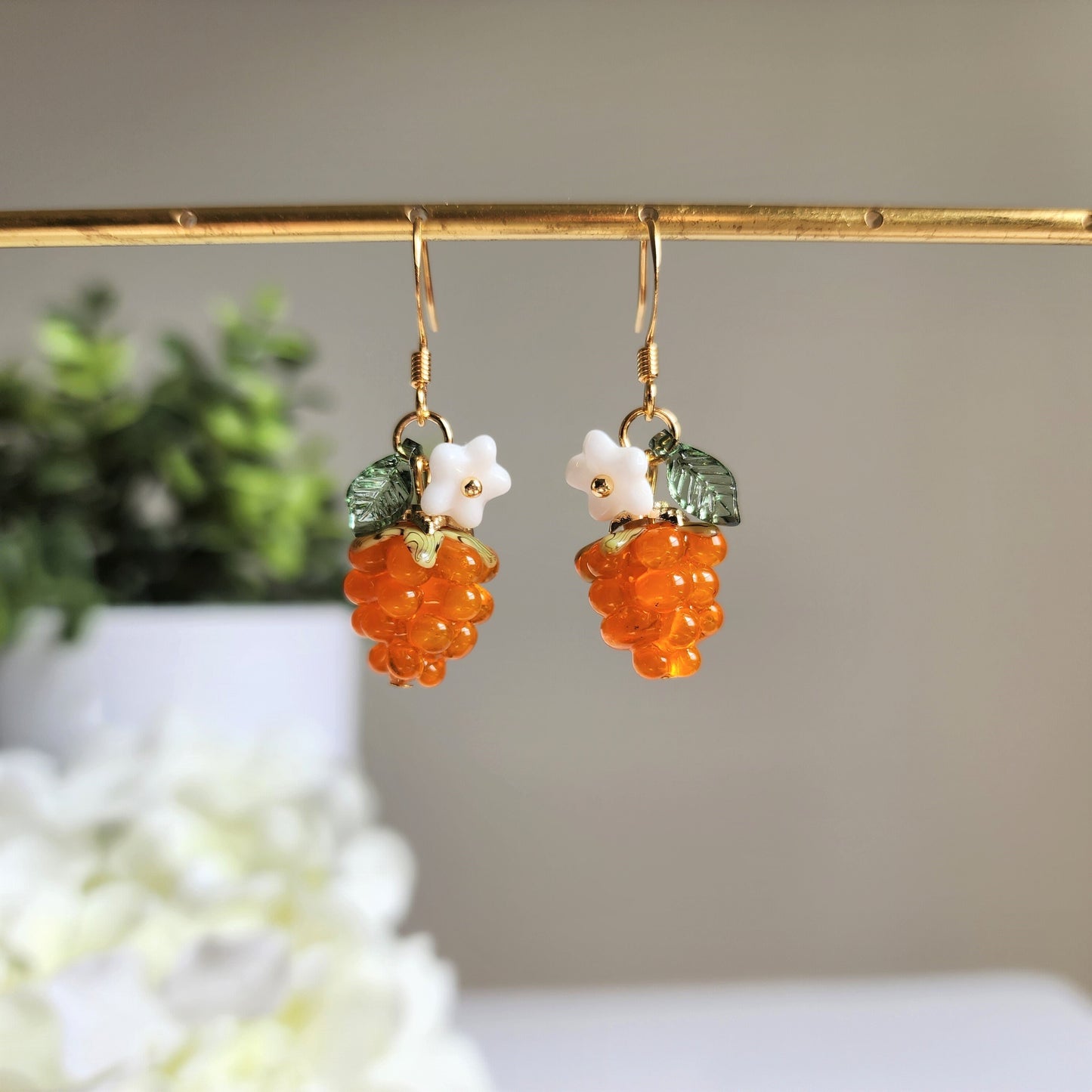 Raspberry earrings, berries dangle earrings, fruit earrings, food earring, gift for her
