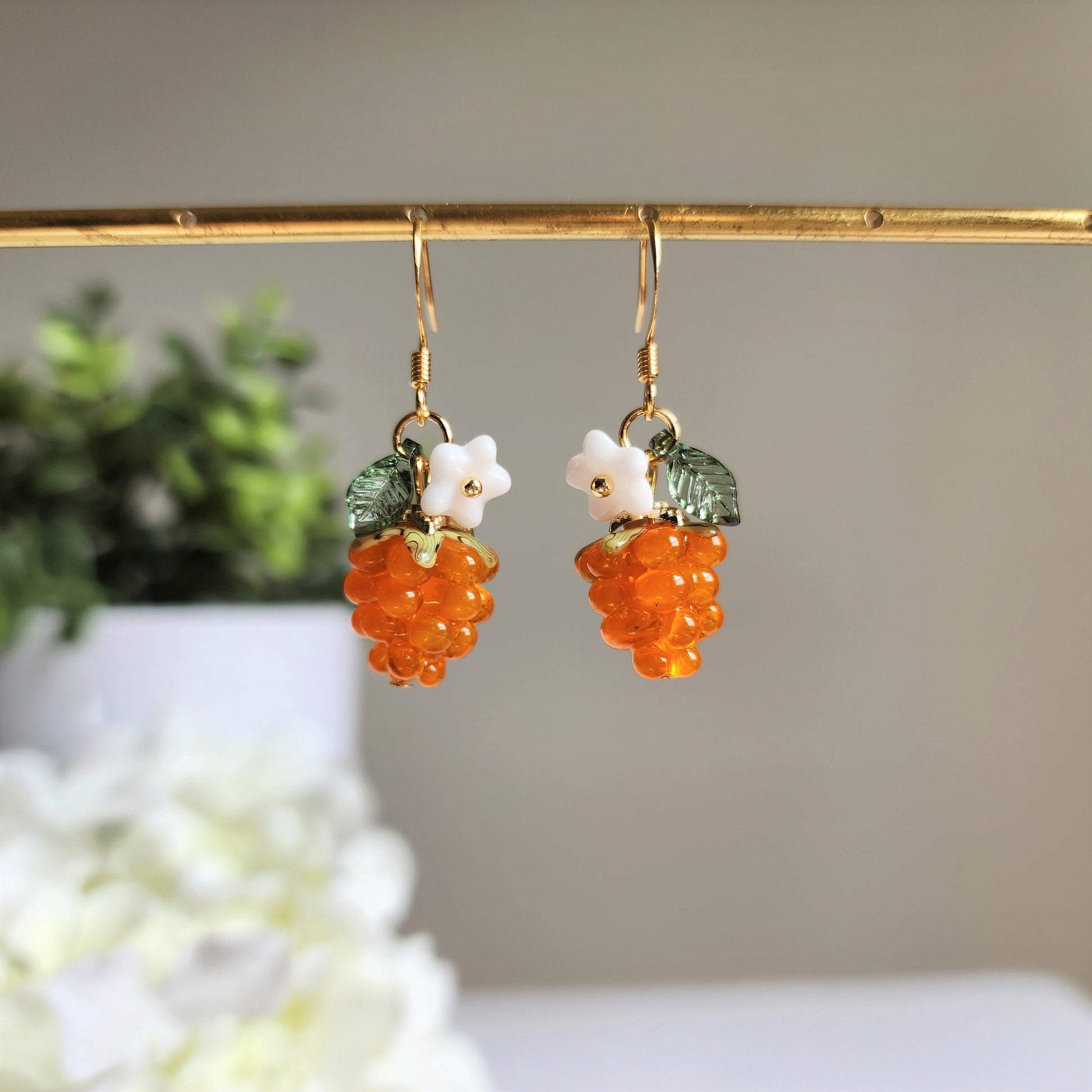 Raspberry earrings, berries dangle earrings, fruit earrings, food earring, gift for her