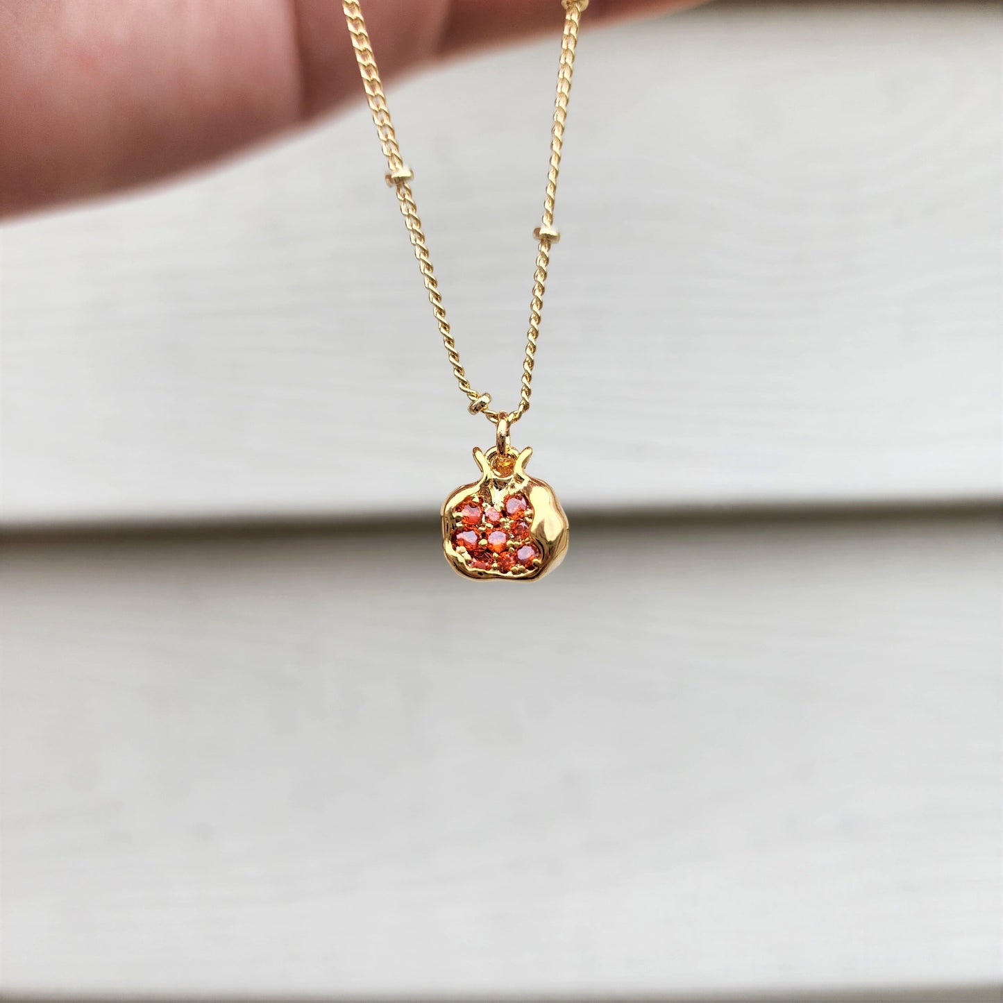 Gold pomegranate necklace, pomegranate fruit necklace, Food necklace, gift for her
