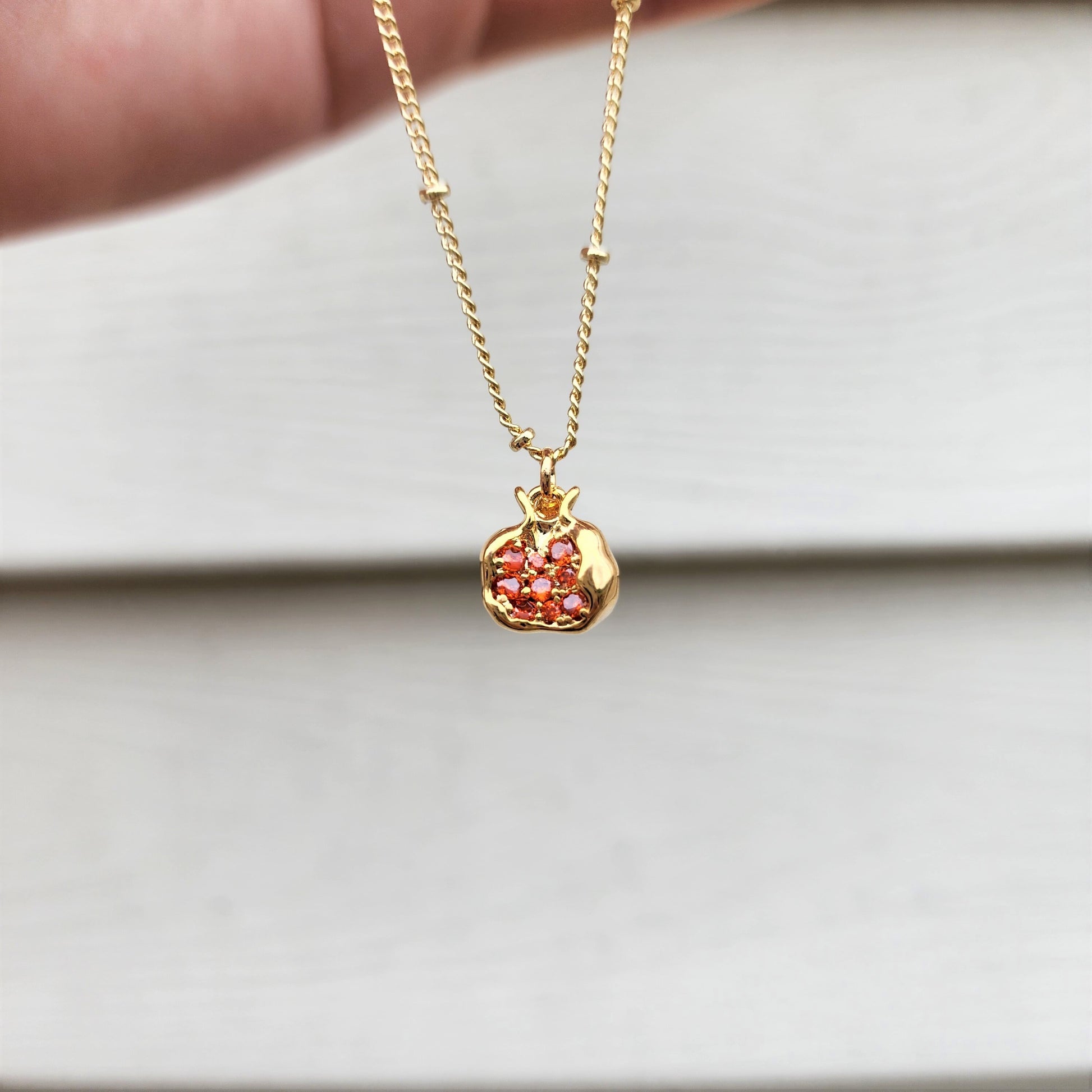 Gold pomegranate necklace, pomegranate fruit necklace, Food necklace, gift for her