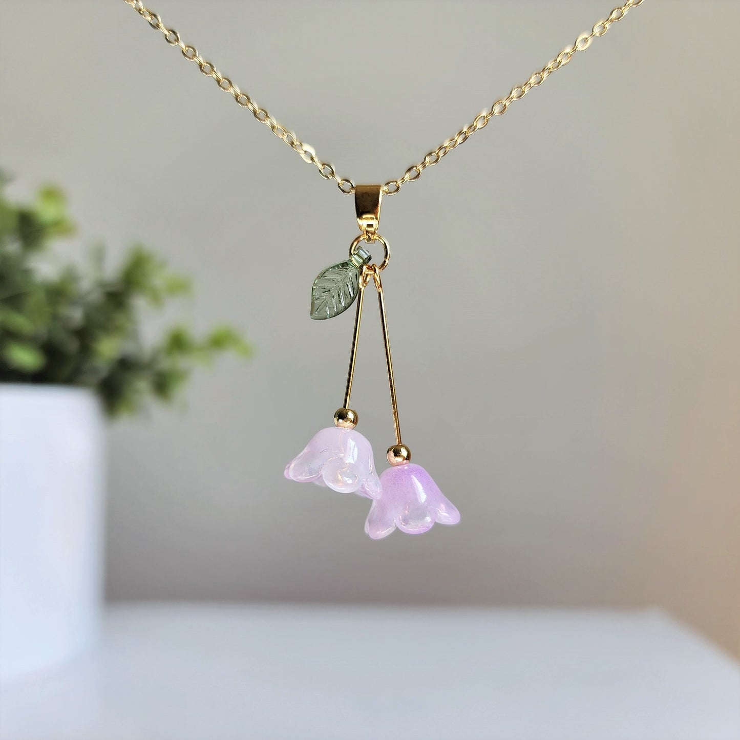Lily of the valley necklace, Lily flower necklace, Gift for her