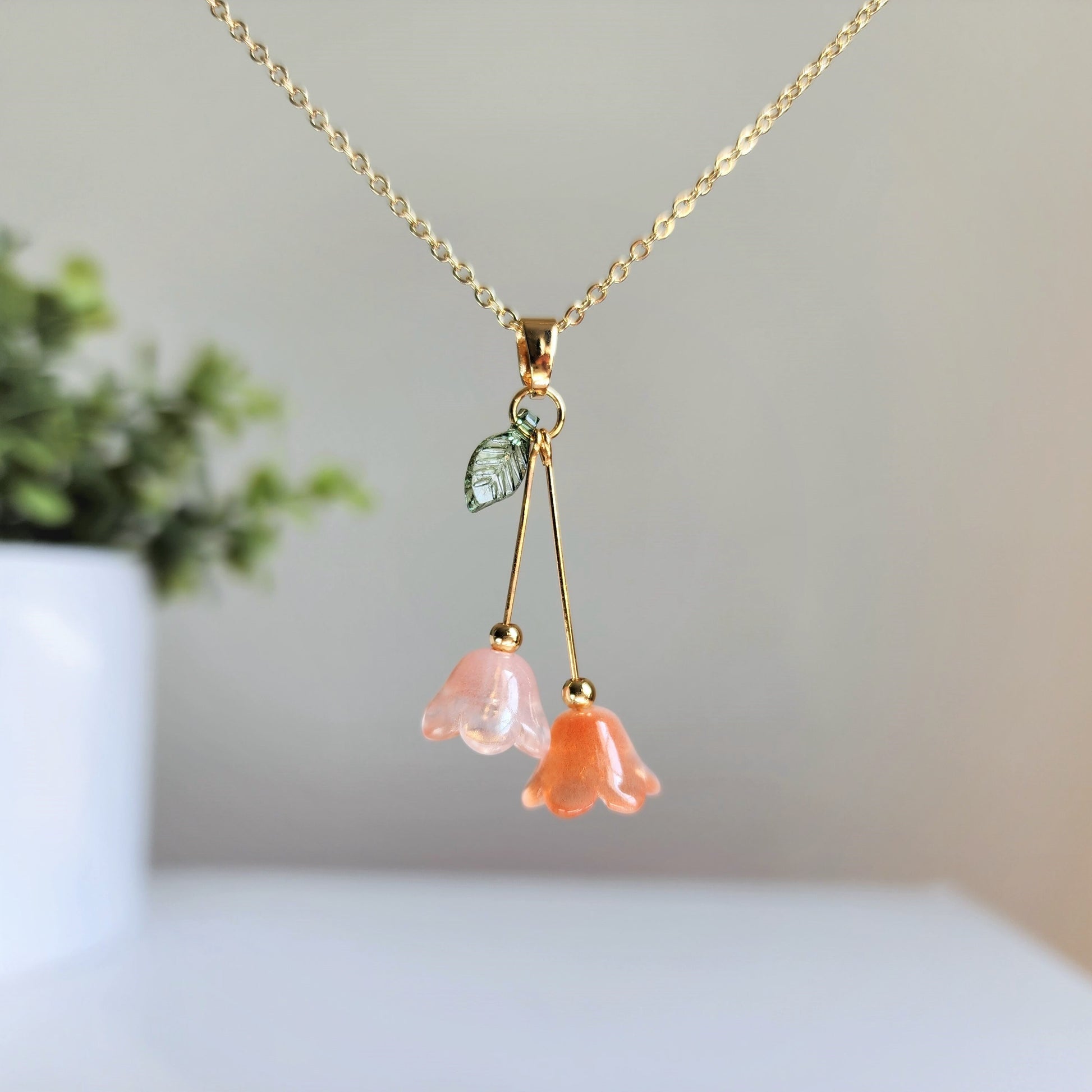 Lily of the valley necklace, Lily flower necklace, Gift for her