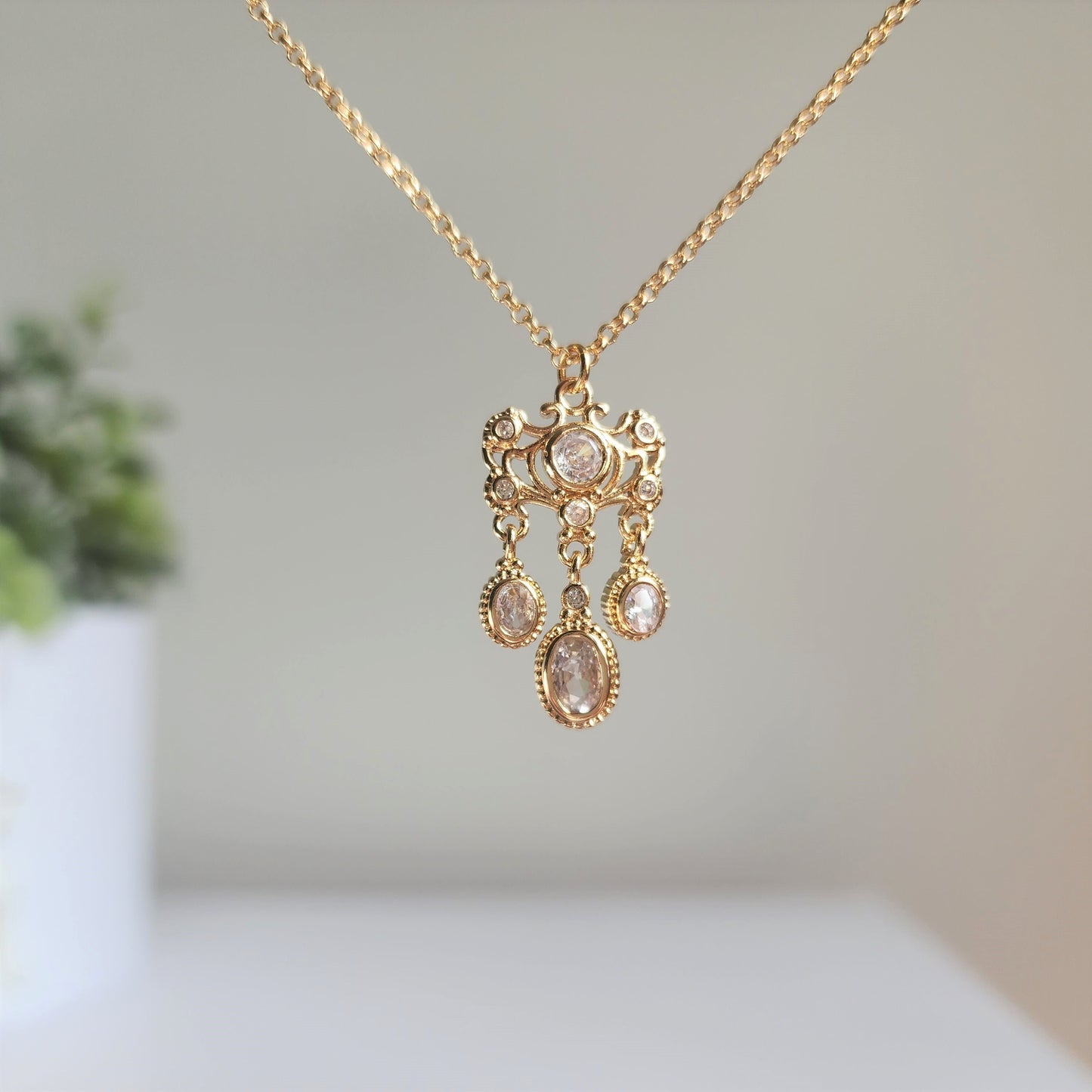Chandelier pendent necklace, Cinderella inspired necklace, princess charm necklace, gift for her