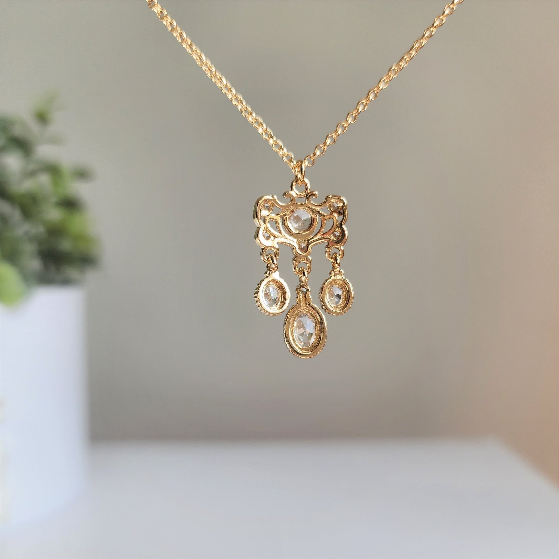 Chandelier pendent necklace, Cinderella inspired necklace, princess charm necklace, gift for her