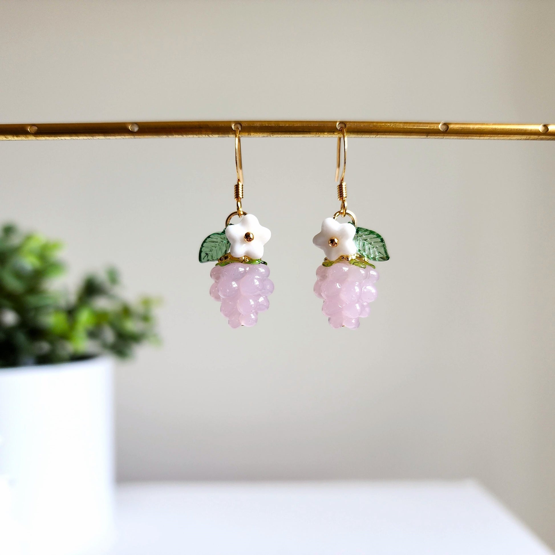 Raspberry earrings, berries dangle earrings, fruit earrings, food earring, gift for her