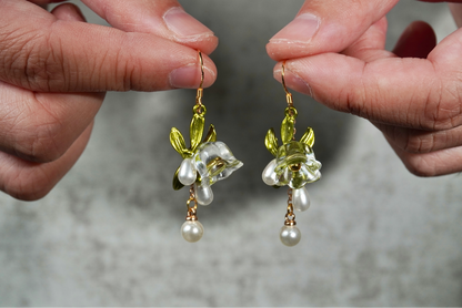 Crystal Resin Lily Dangle Earrings