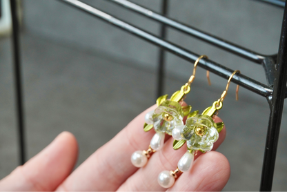 Crystal Resin Lily Dangle Earrings