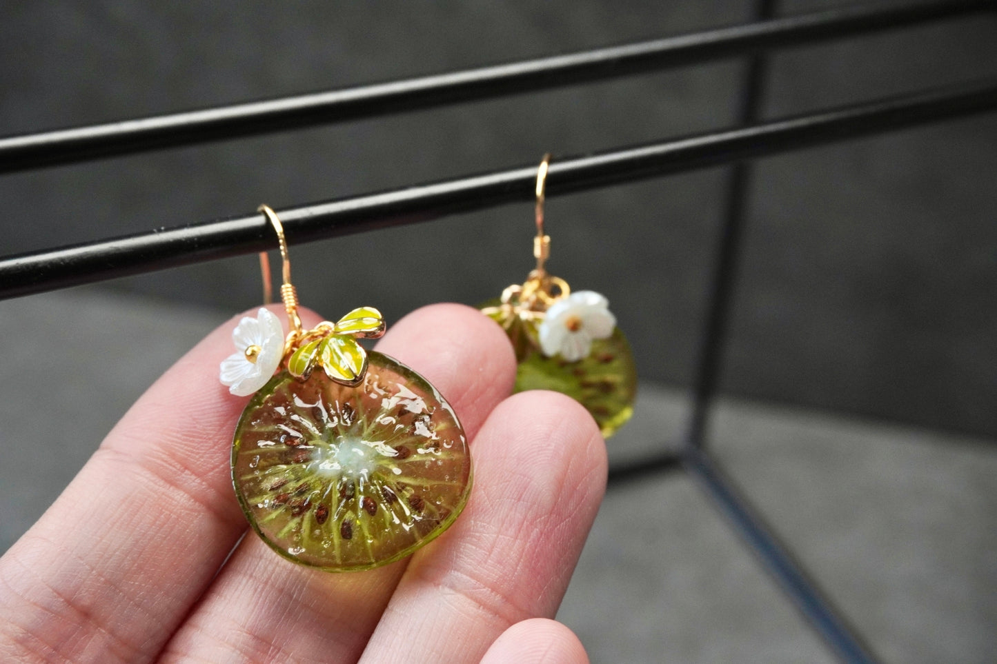 Kiwi Fruit Dangle Earrings