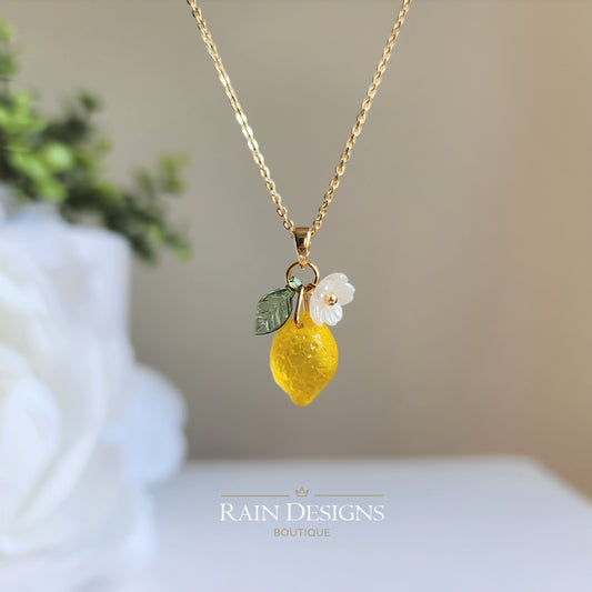 Custom Lemon Necklace Design Your Own Handmade Lemon Citrus Fruit Necklace