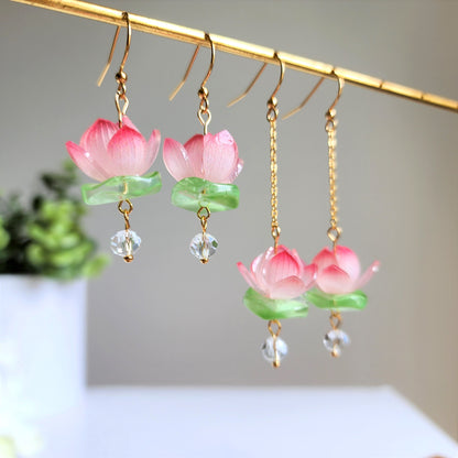 Water Lily Lotus Flower Blossom Earrings