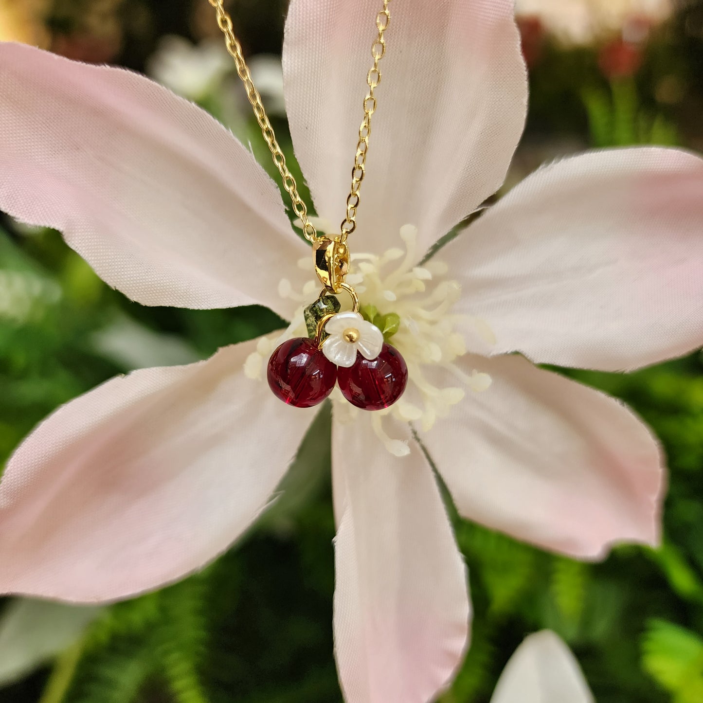 Custom Cherry Necklace | Design Your Own 14K Gold Plated Cherry Fruit Necklace