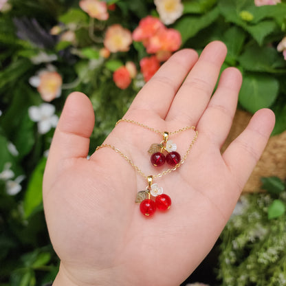 Custom Cherry Necklace | Design Your Own 14K Gold Plated Cherry Fruit Necklace