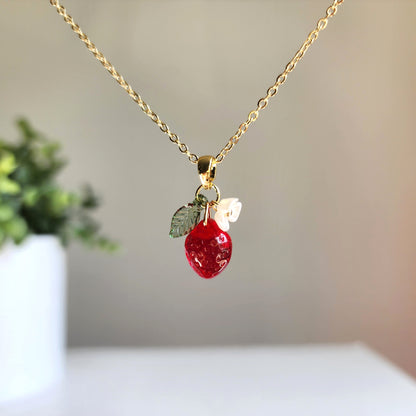 Custom Handmade Mini Strawberry Fruit Necklace