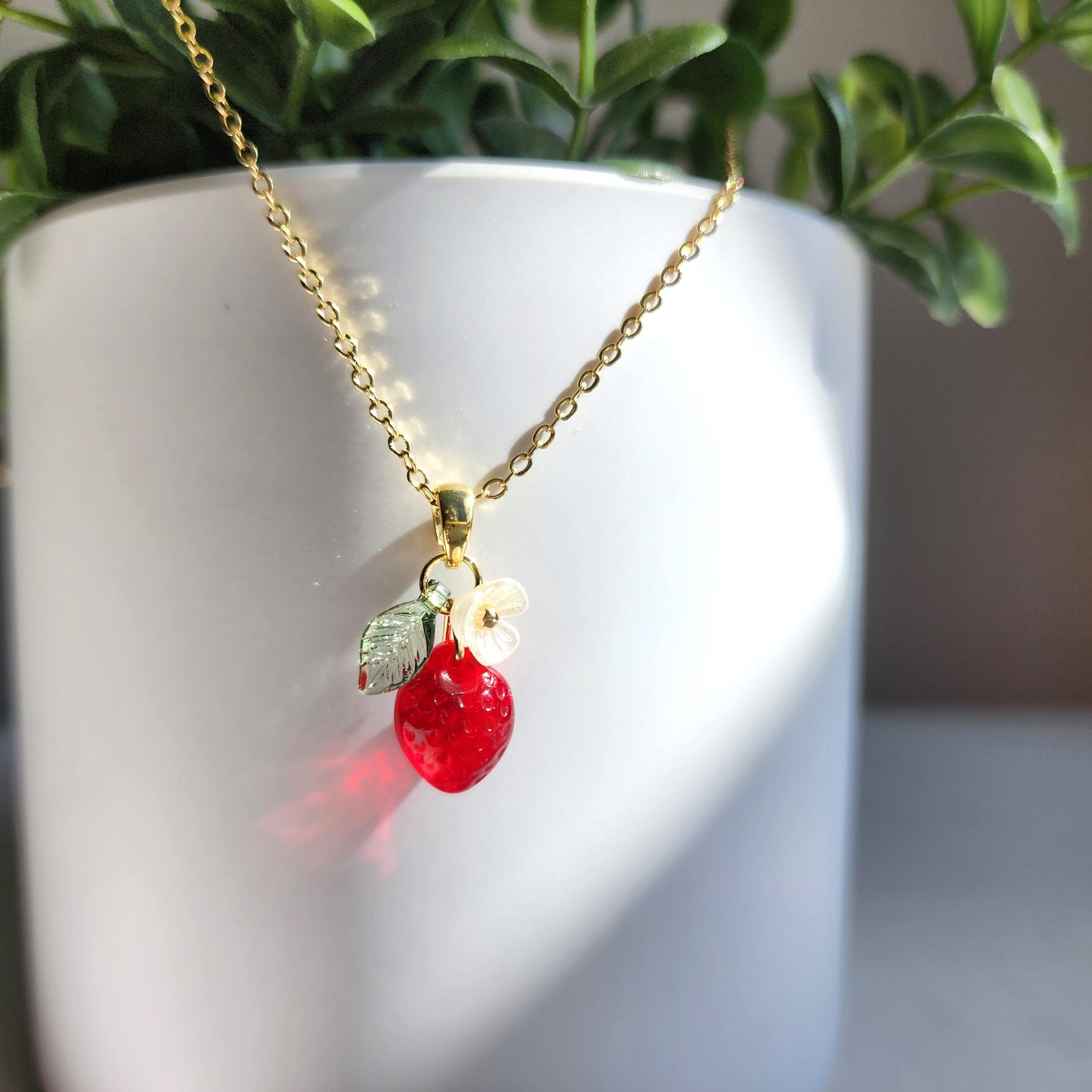Custom Handmade Mini Strawberry Fruit Necklace