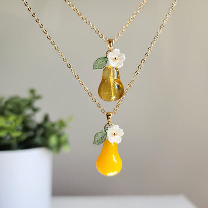 Custom Large Pear Glass Fruit Necklace