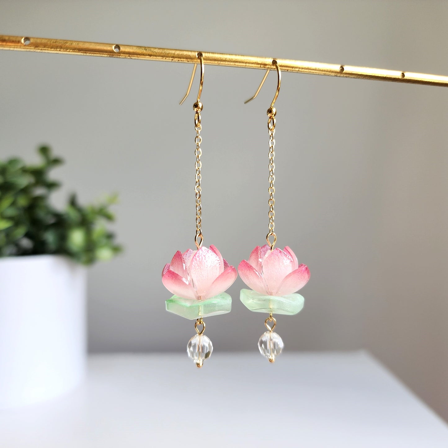 Water Lily Lotus Flower Blossom Earrings