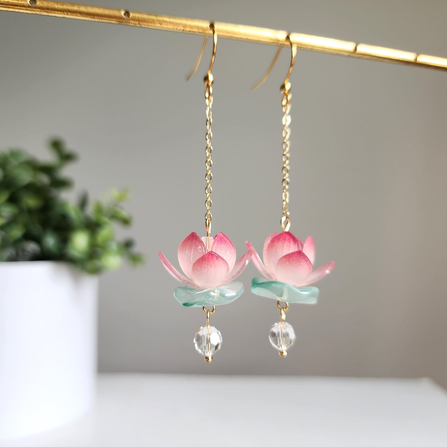 Water Lily Lotus Flower Blossom Earrings