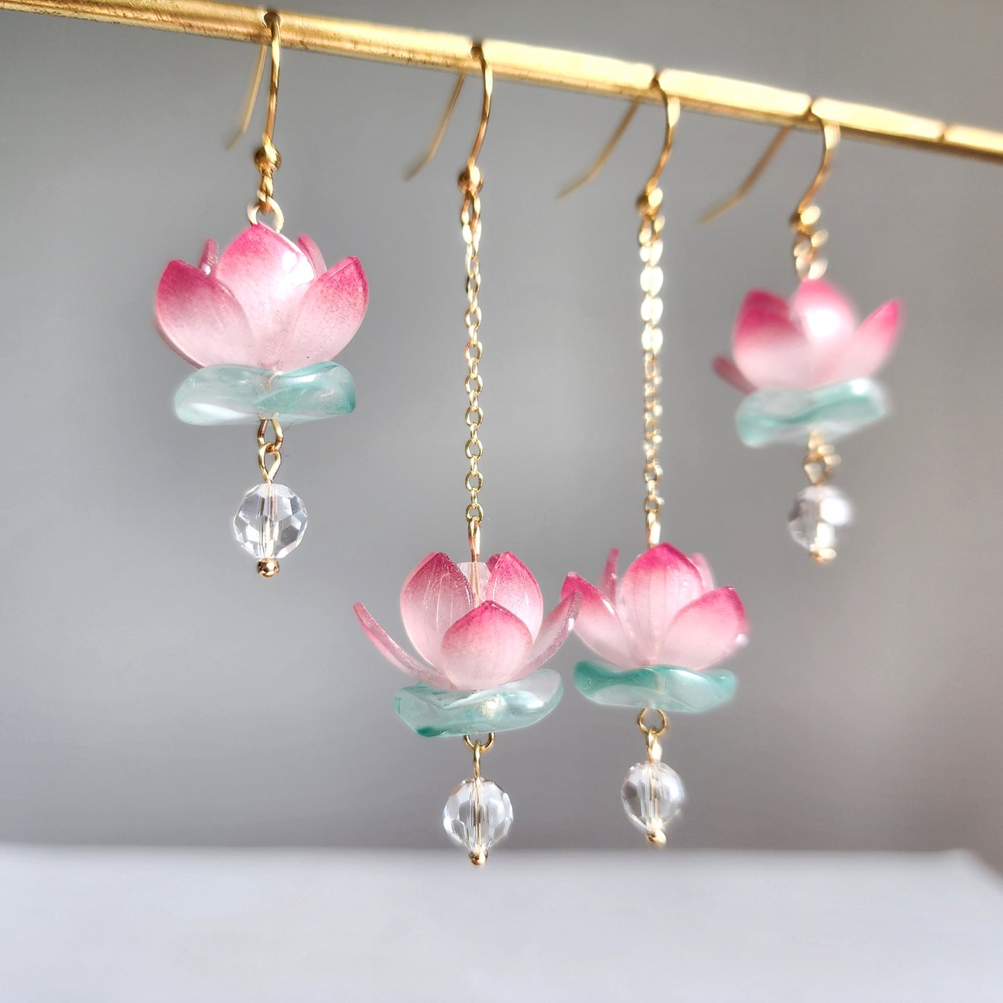 Water Lily Lotus Flower Blossom Earrings