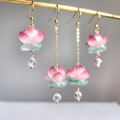 Water Lily Lotus Flower Blossom Earrings