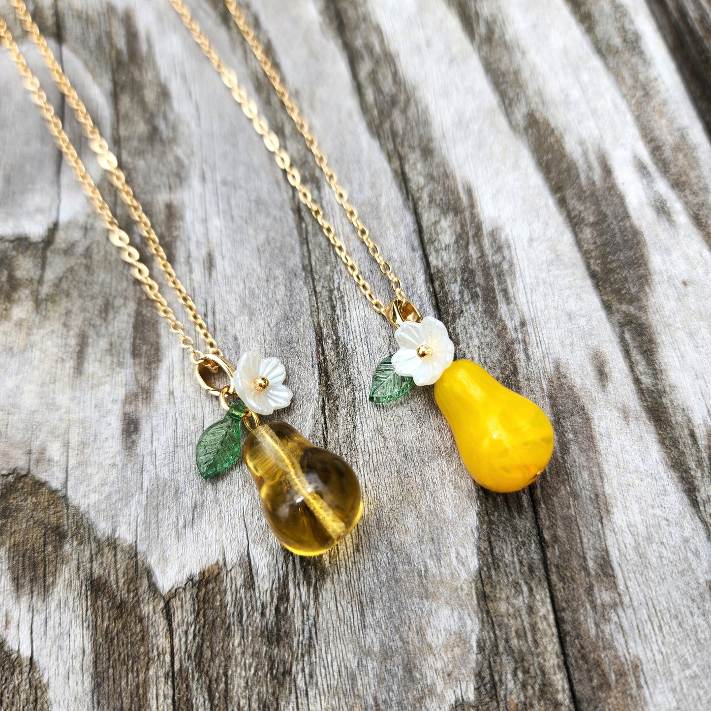 Custom Large Pear Glass Fruit Necklace