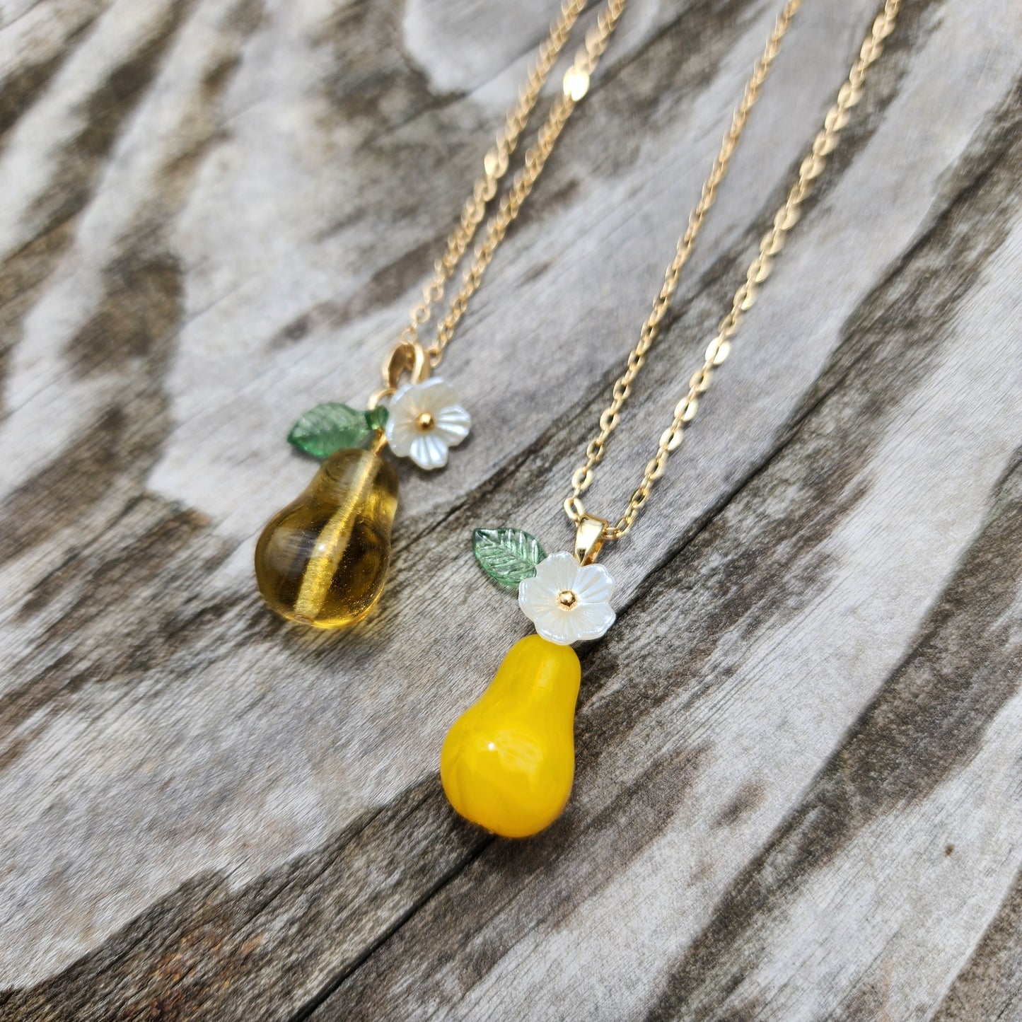 Custom Large Pear Glass Fruit Necklace