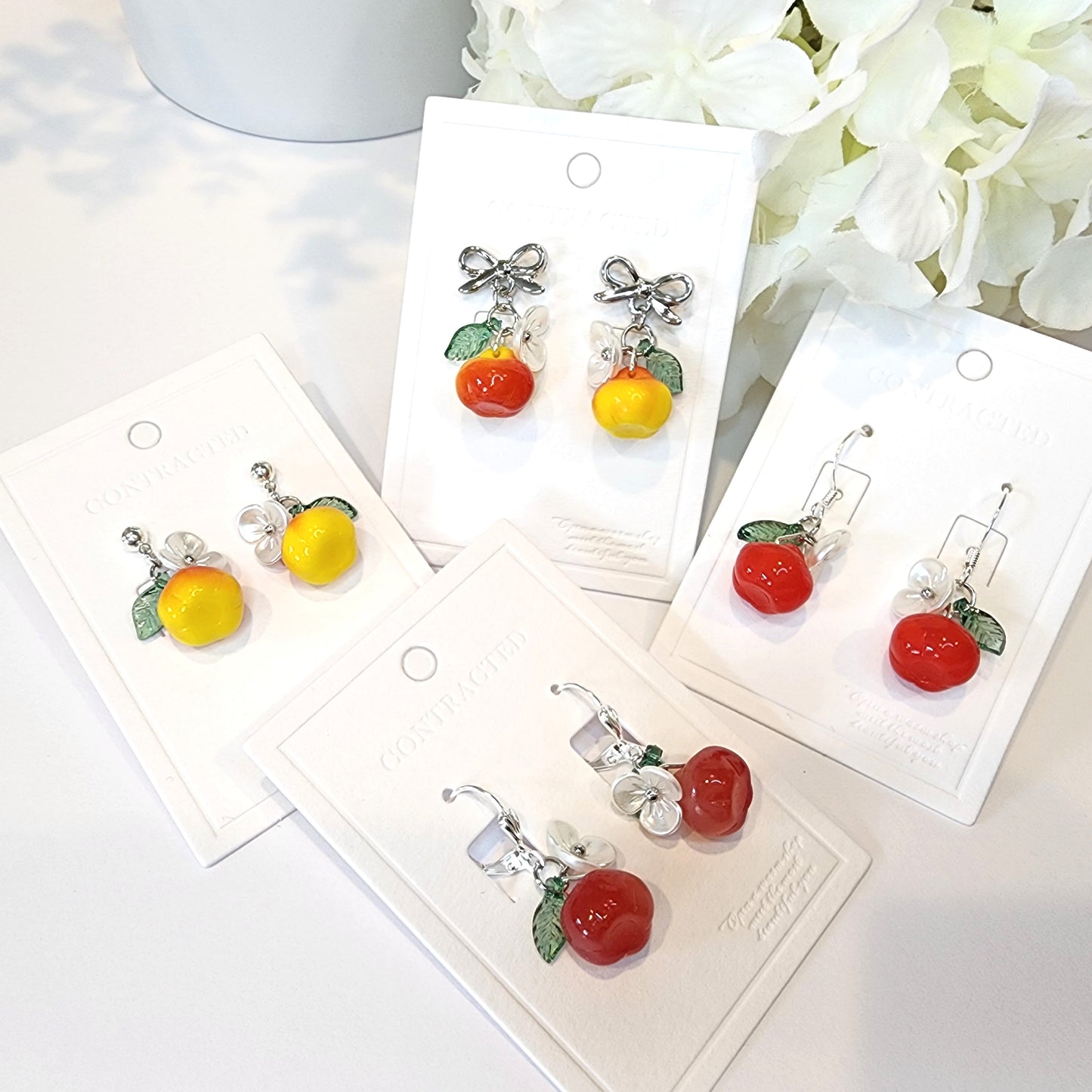 Snow White Inspired Red Apple 925s Silver Plated Earrings