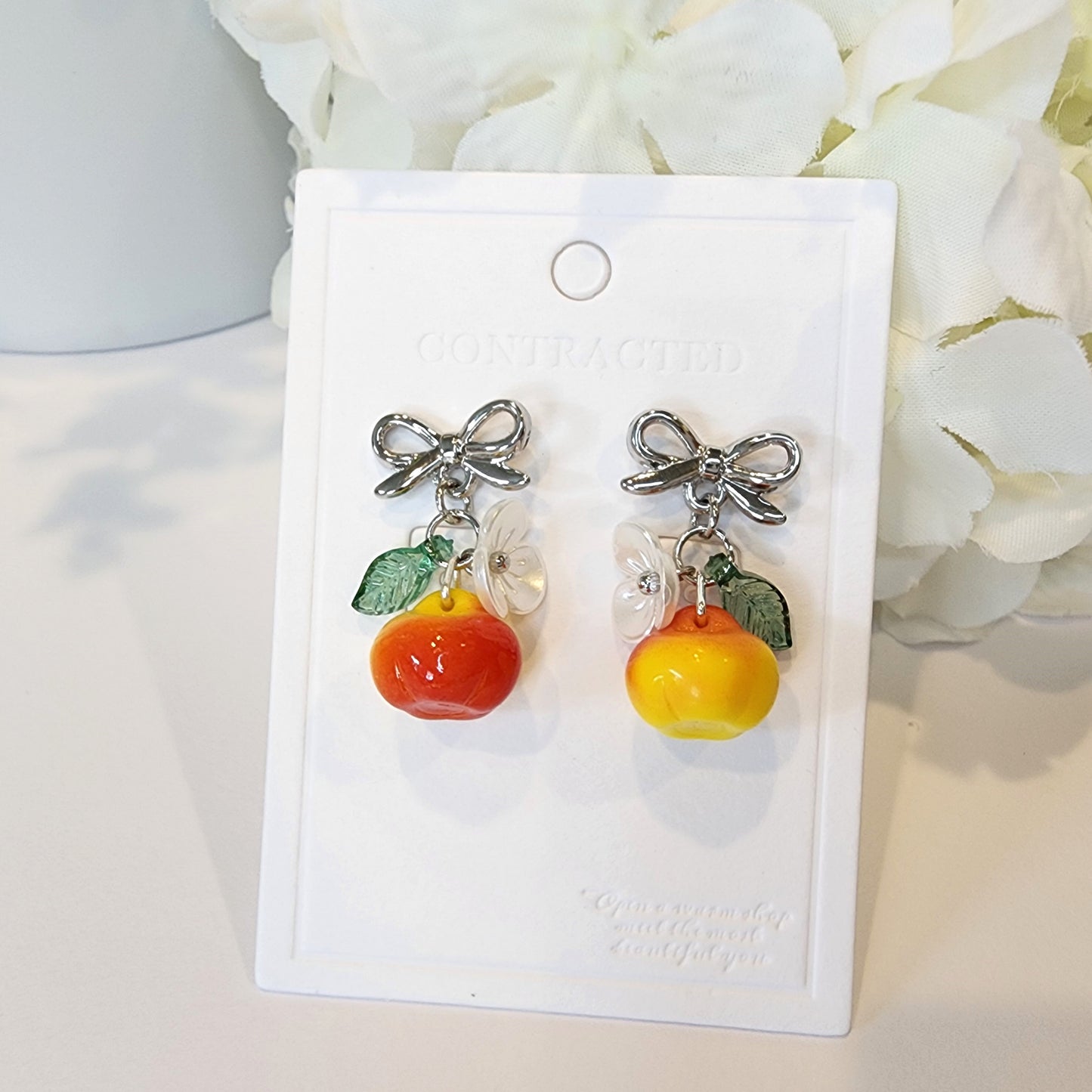 Snow White Inspired Red Apple 925s Silver Plated Earrings