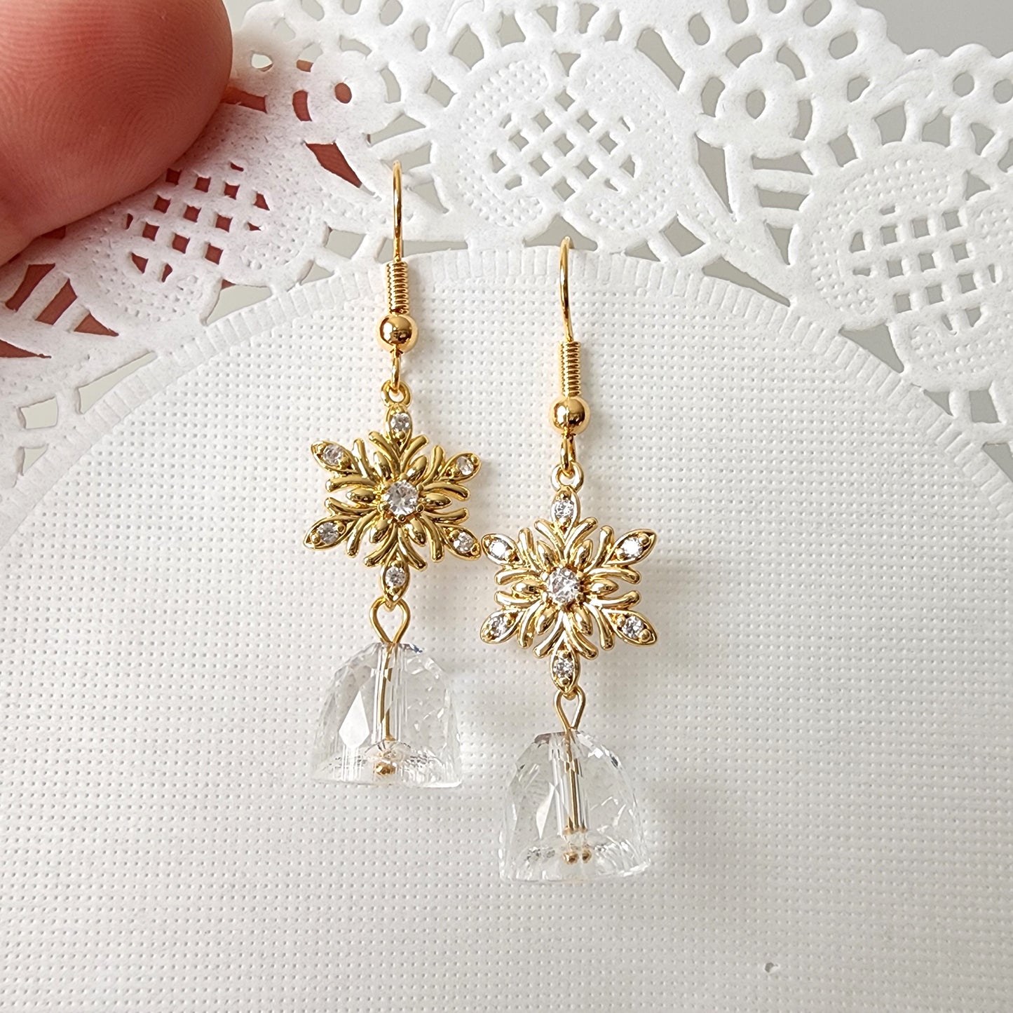 Snowflake Crystal Bell Earrings