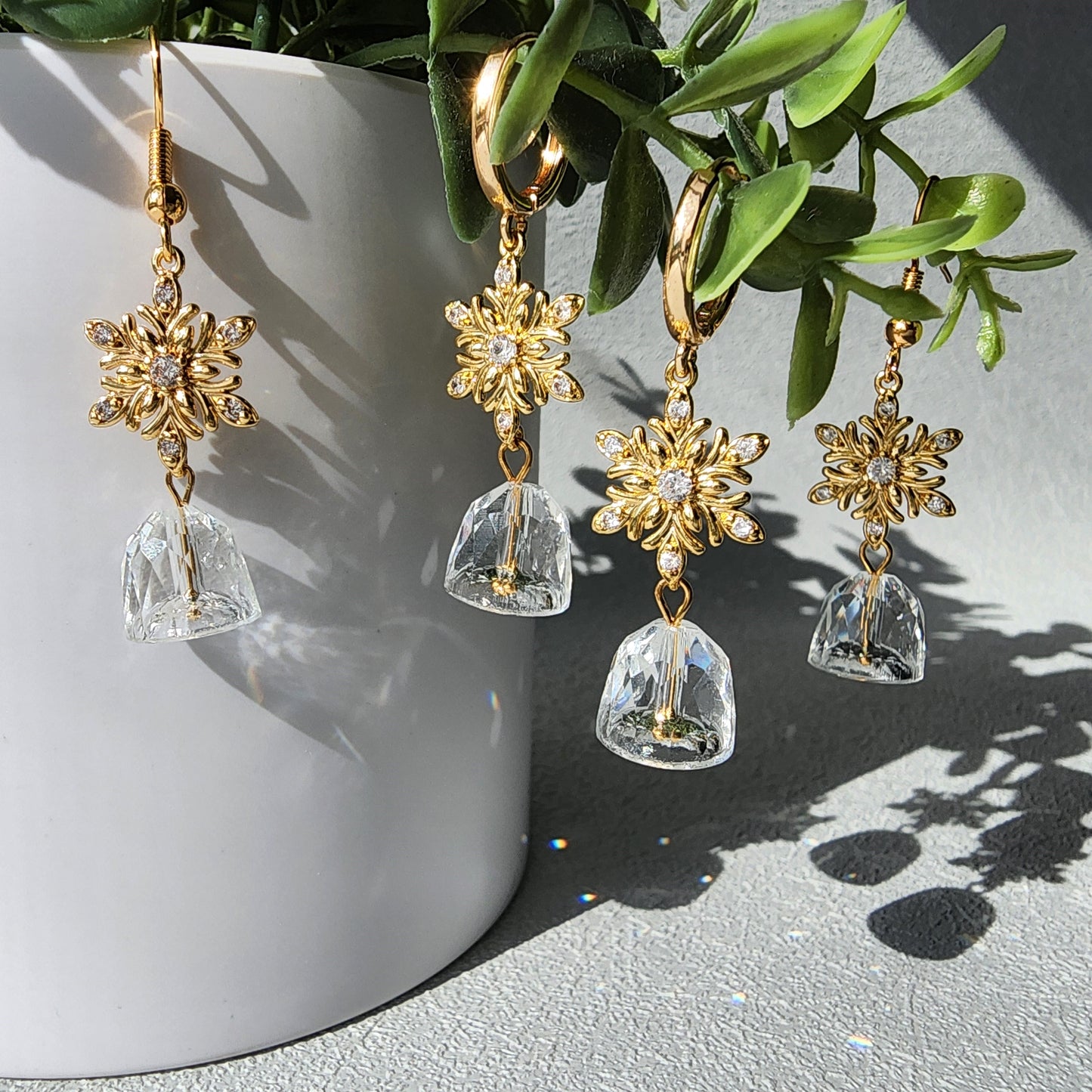 Snowflake Crystal Bell Earrings