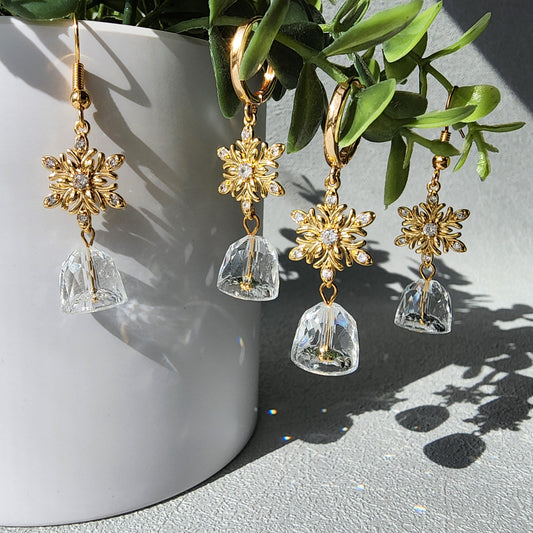Snowflake Crystal Bell Earrings