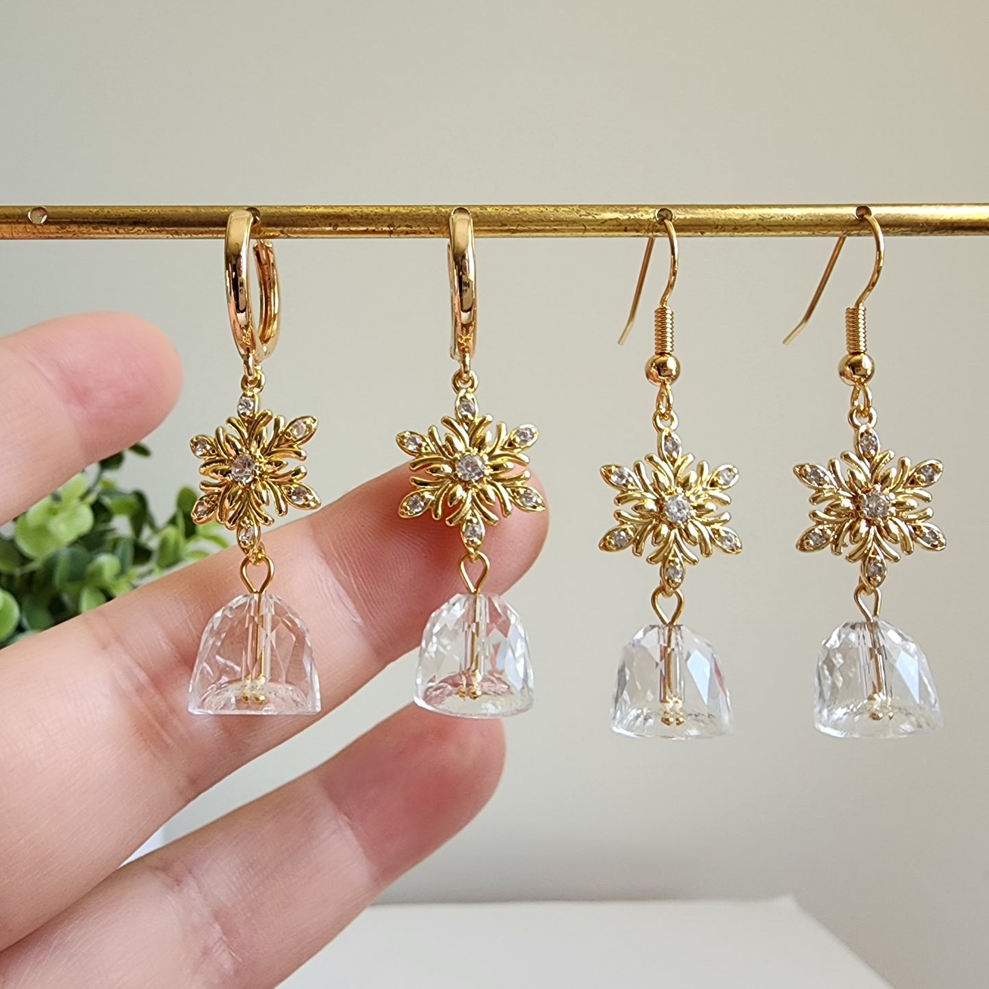 Snowflake Crystal Bell Earrings