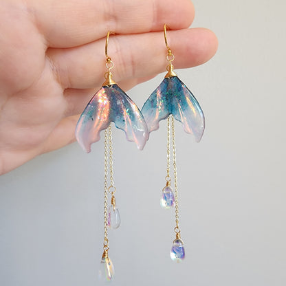 Iridescent Mermaid Tail Earrings