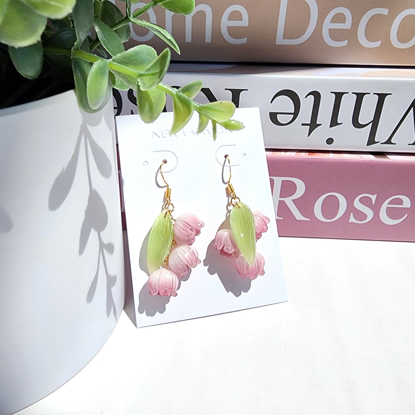 Handmade Lily Flower Dangle Earrings