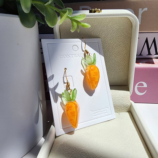 Resin Carrot Earrings | Cute Veggie Food Earrings