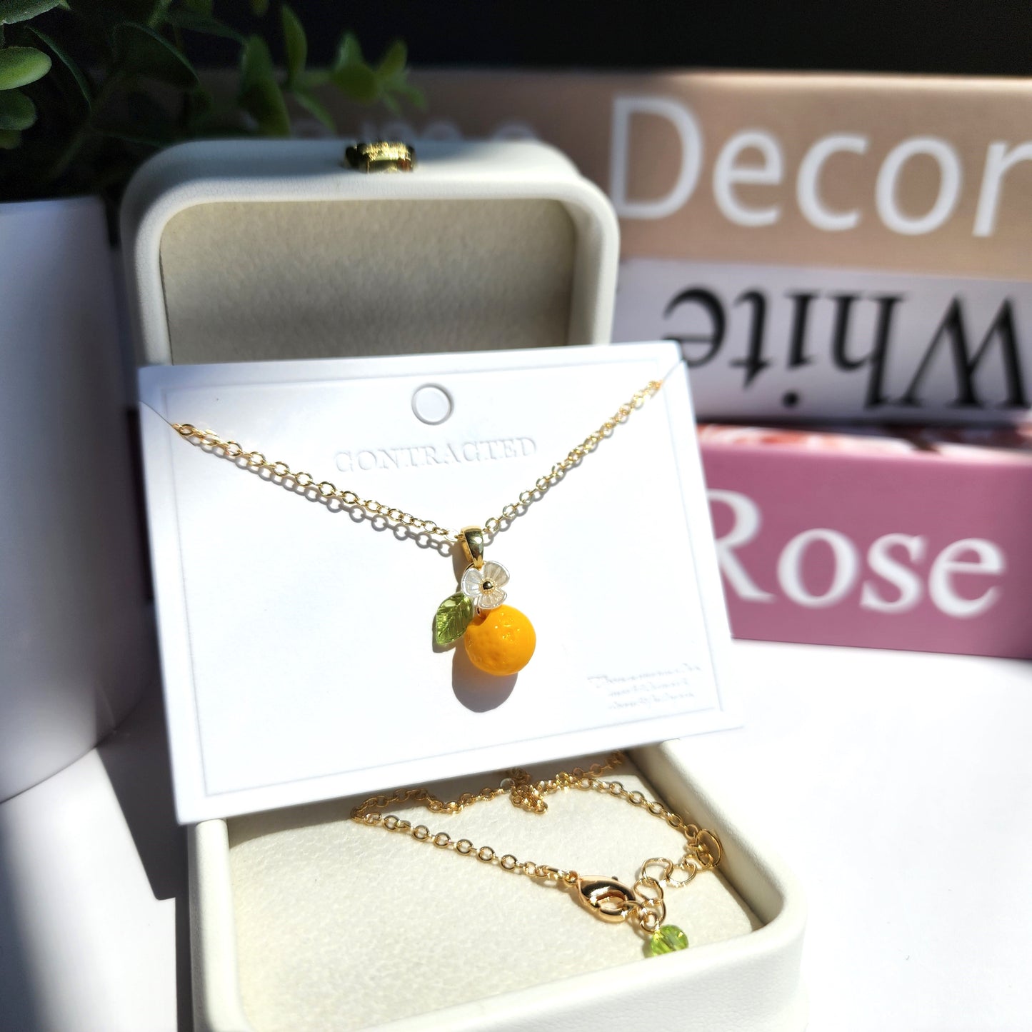 Custom Handmade Gold Orange Fruit Necklace