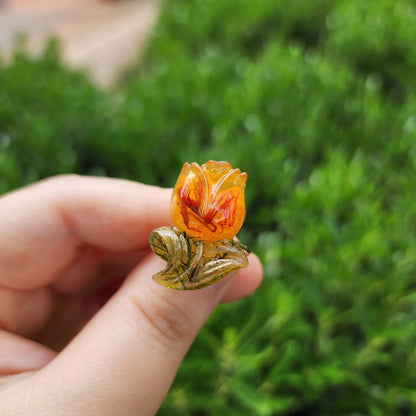 Tulip Flower Resin Open Ring