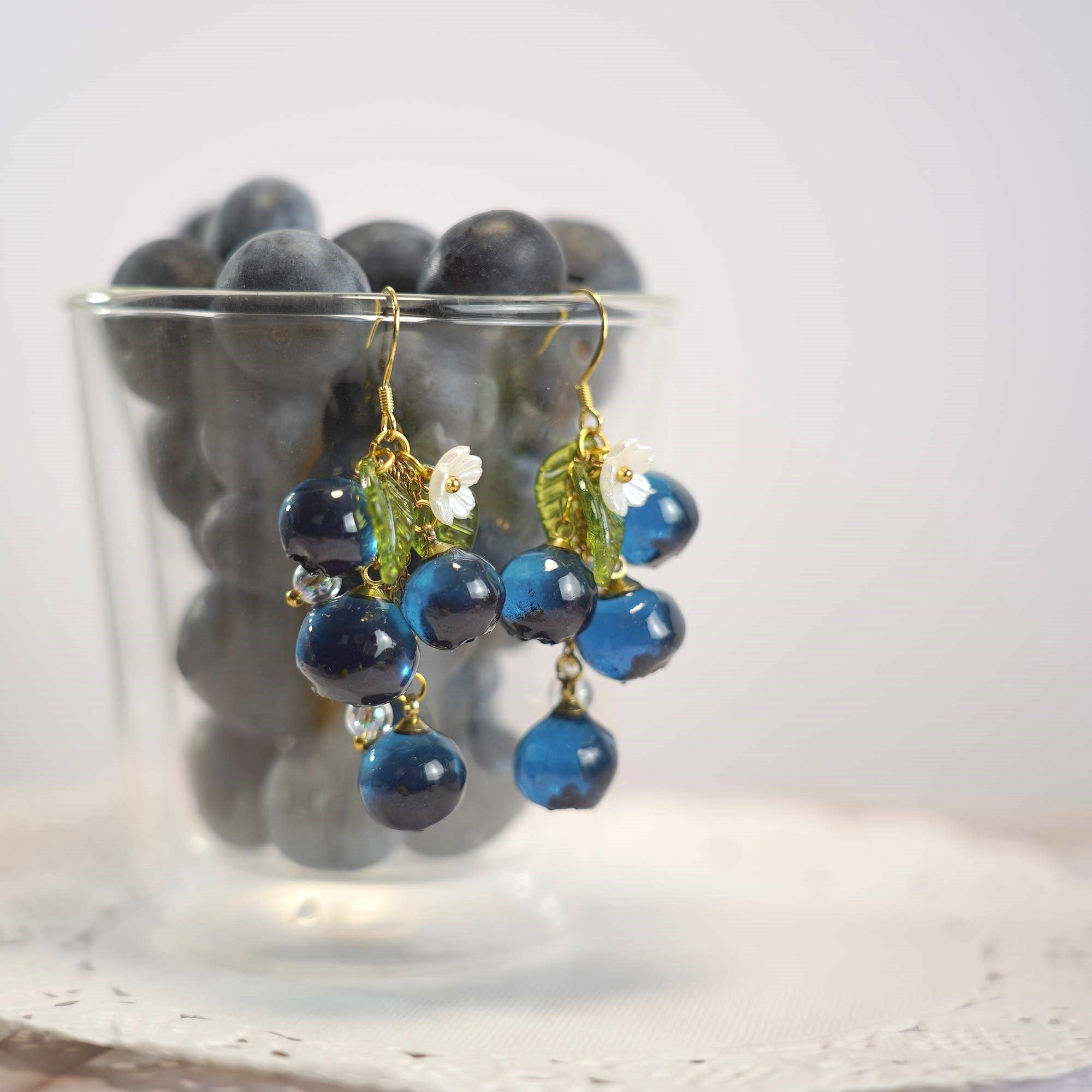 Beaded Blueberry Earrings | Beaded Earrings | Fruit Earrings | popular 3D Realistic Food Earrings | Personalized Gift | Cute Gift | Handmade Jewelry