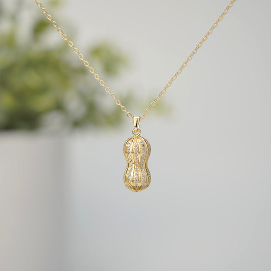 Sweet Gold Peanut Necklace | Shine Food Pendant Necklace