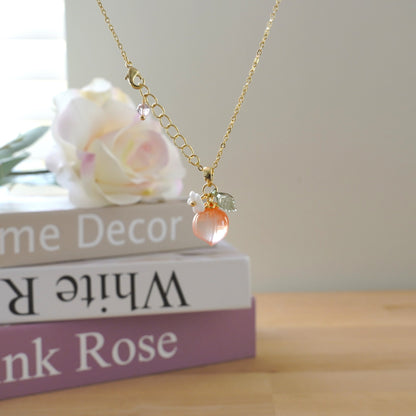 Custom Peach Necklace | Design Your Own Orange Lilac Fruit 14K Gold plated Jewelry | Personalized Gift